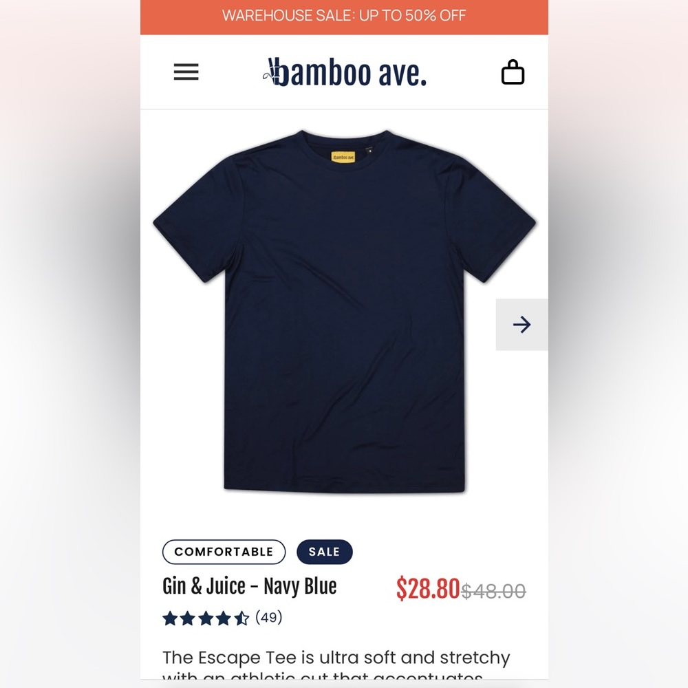 NWT men’s bamboo ave. Escape Tee